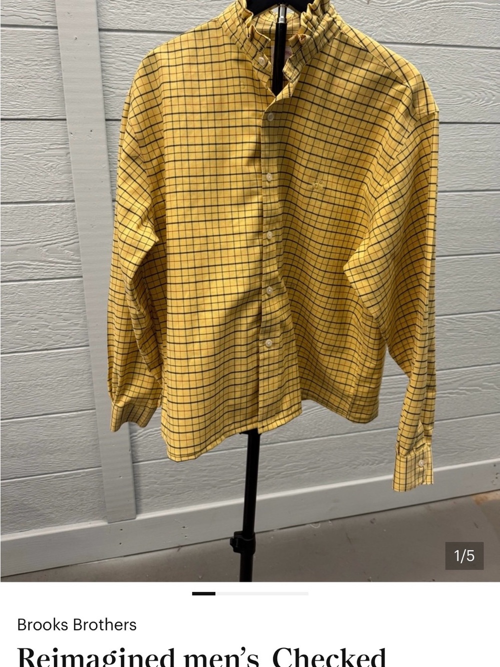 BOGO 1/2 off. B Brothers Green Plaid, Yellow Check shirts,ruffle collars $50 = 2 - Picture 3 of 3